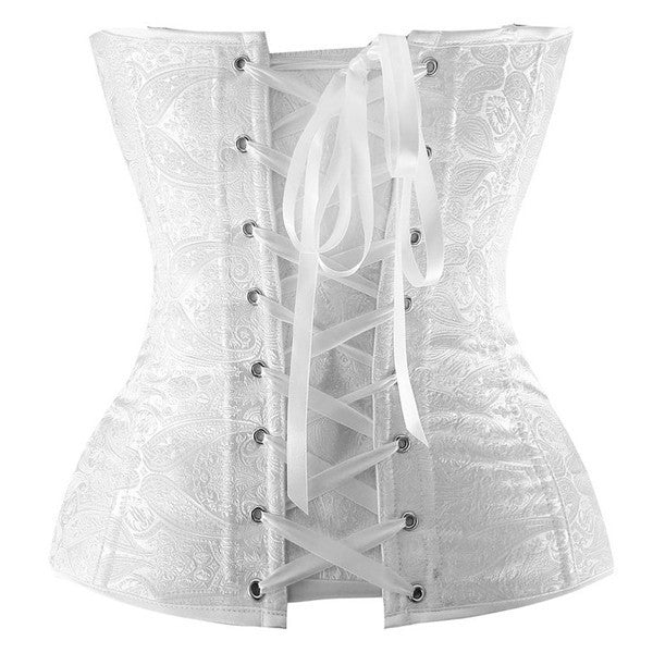 Classic Rouched Cups Brocade Overbust Corset