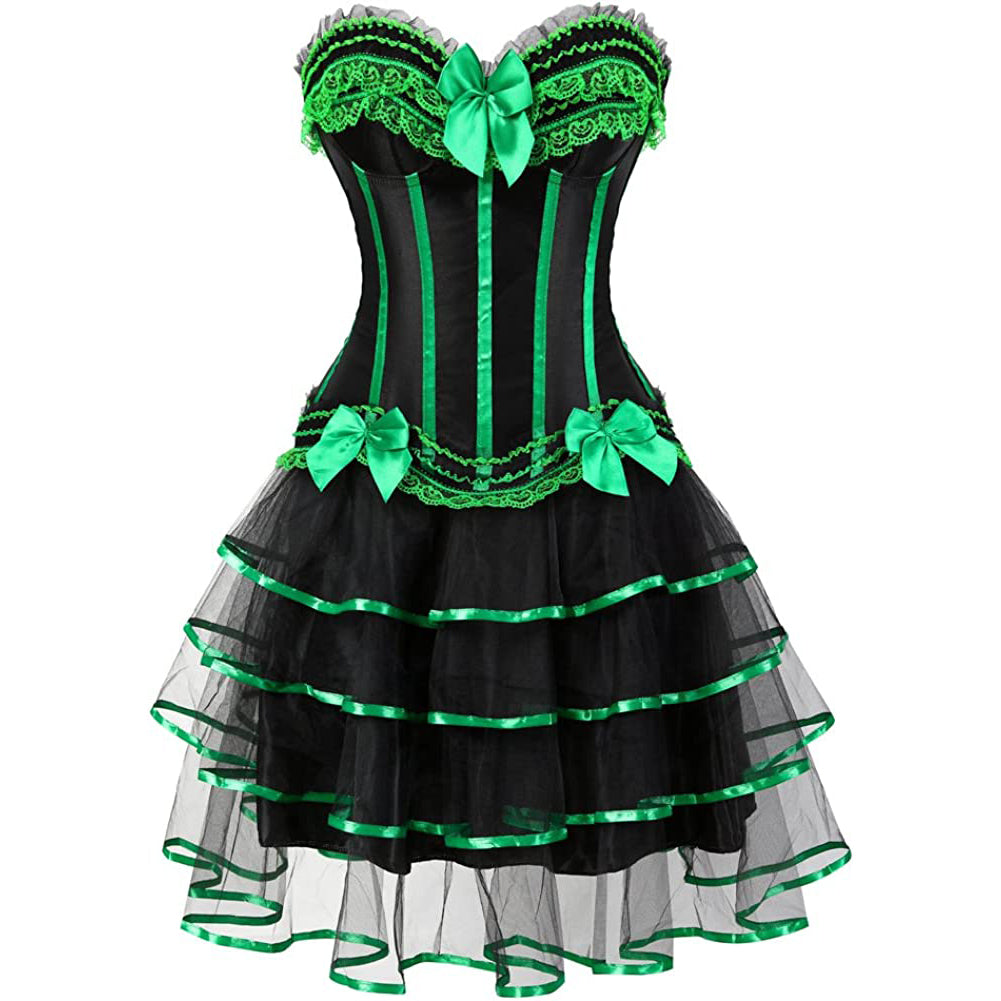 Corset Skirt Set Moulin Rouge Saloon Girl Costume Clubwear