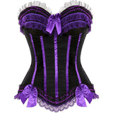 Cosplay Bowknot Hourglass Satin Lace Trim Overbust Corset