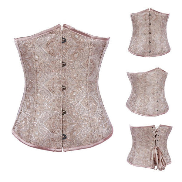 Fashion Classic Vintage Wedding Satin Brocade Underbust Corset