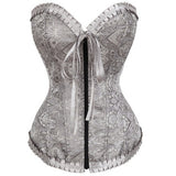 Fashion Sweetheart Zipper Closure Bustier Overbust Brocade Corset