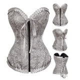 Fashion Sweetheart Zipper Closure Bustier Overbust Brocade Corset