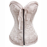 Fashion Sweetheart Zipper Closure Bustier Overbust Brocade Corset