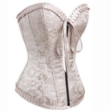 Fashion Sweetheart Zipper Closure Bustier Overbust Brocade Corset