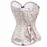 Fashion Sweetheart Zipper Closure Bustier Overbust Brocade Corset