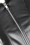 Faux Leather Strap Zipper Back Corset Lace Skirt