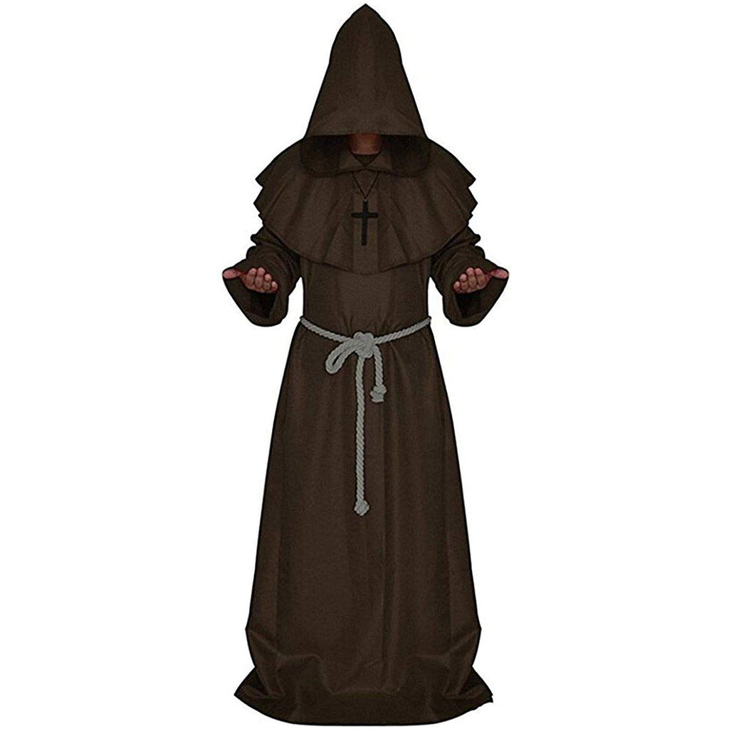 Friar Medieval Hooded Monk Renaissance Priest Robe Costume Cosplay