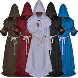 Friar Medieval Hooded Monk Renaissance Priest Robe Costume Cosplay