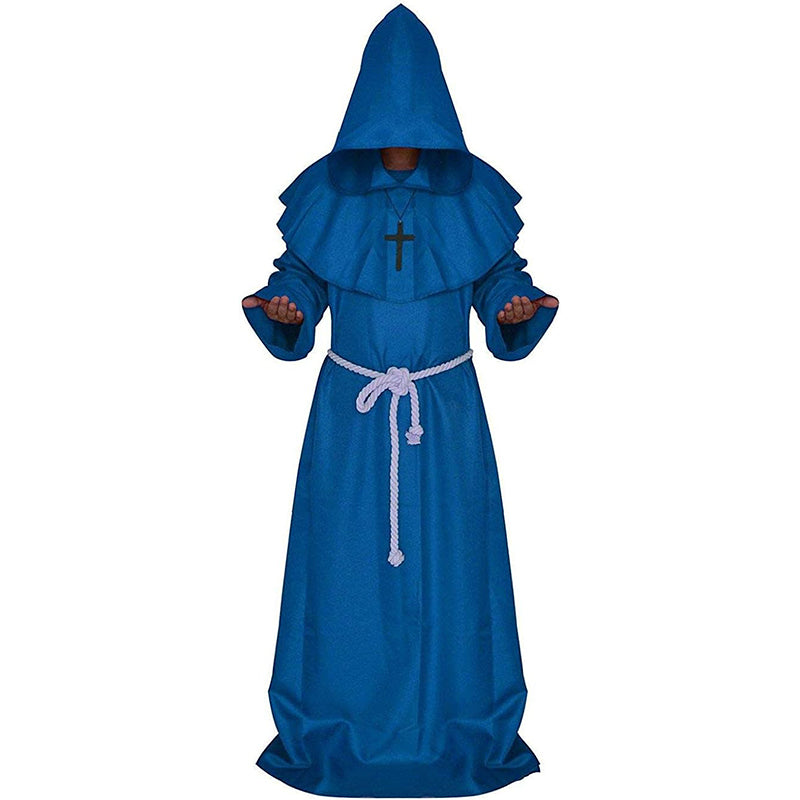 Friar Medieval Hooded Monk Renaissance Priest Robe Costume Cosplay