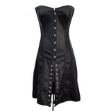 Gothic Retro Black Long Corset Steampunk Dress