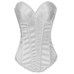 Hot Sexy Satin Underwire Cups Bridal Overbust Corset