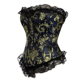 Lace Overlay Vintage Gold Print Brocade Fullbust Corset