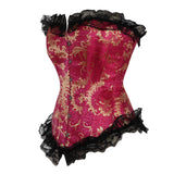 Lace Overlay Vintage Gold Print Brocade Fullbust Corset