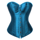 Ladies Classic Burlesque Satin Hourglass Strapless Overbust Corset