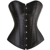 Ladies Classic Burlesque Satin Hourglass Strapless Overbust Corset