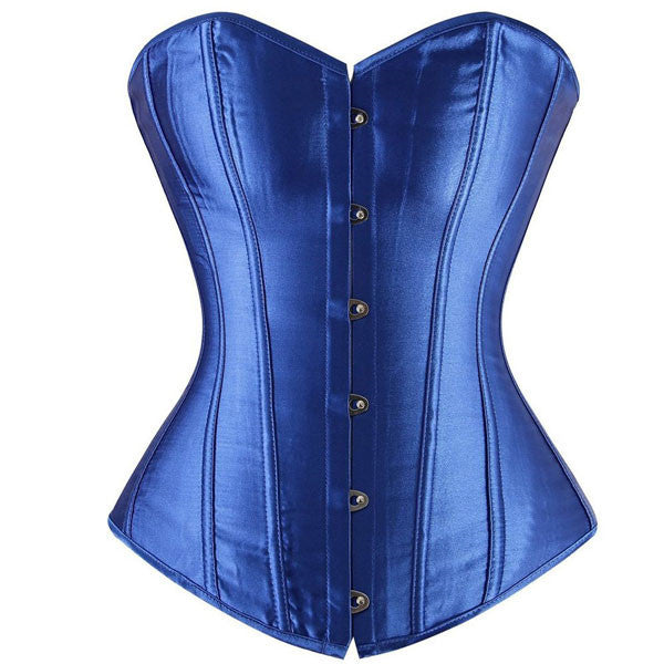 Ladies Classic Burlesque Satin Hourglass Strapless Overbust Corset