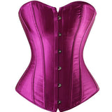 Ladies Classic Burlesque Satin Hourglass Strapless Overbust Corset