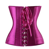 Ladies Classic Burlesque Satin Hourglass Strapless Overbust Corset