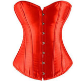 Ladies Classic Burlesque Satin Hourglass Strapless Overbust Corset