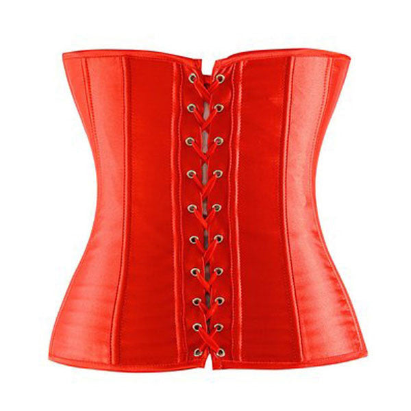 Ladies Classic Burlesque Satin Hourglass Strapless Overbust Corset
