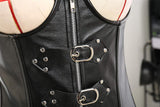 Leather Sexy Suspender Buckle Zip Cupless Open Bust Corset