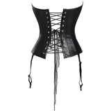 Leather Sexy Suspender Buckle Zip Cupless Open Bust Corset