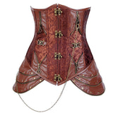 Long Style Leather Steampunk Halloween Outfits Clasp Chain Costumes Corset