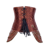 Long Style Leather Steampunk Halloween Outfits Clasp Chain Costumes Corset