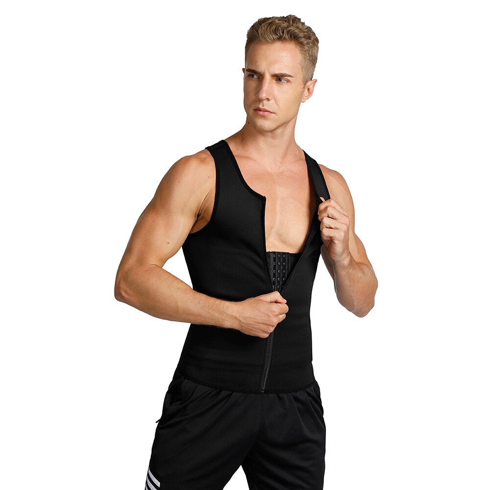 Men Slimming Body Shapewear Vest Zipper Breathable Waist Trainer