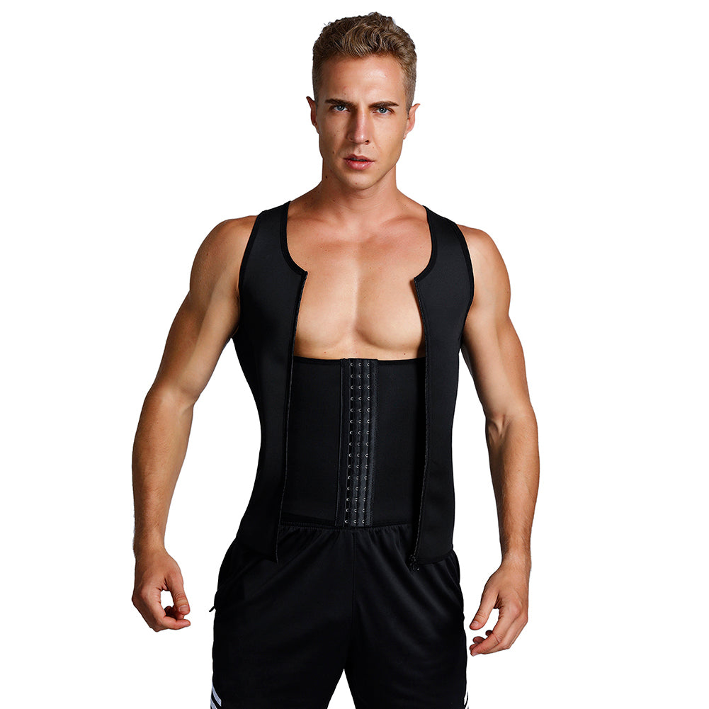 Men Slimming Body Shapewear Vest Zipper Breathable Waist Trainer
