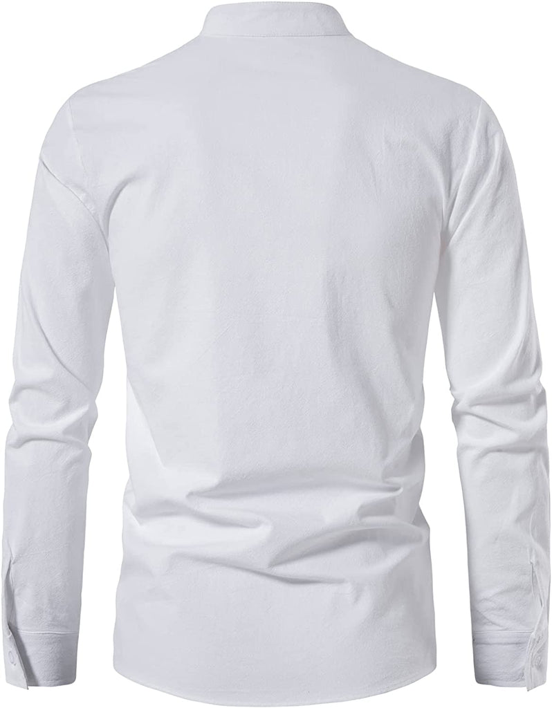 Men's 100% Cotton Retro Style Lace up Long Sleeve Shirts for Medieval Viking Hippie