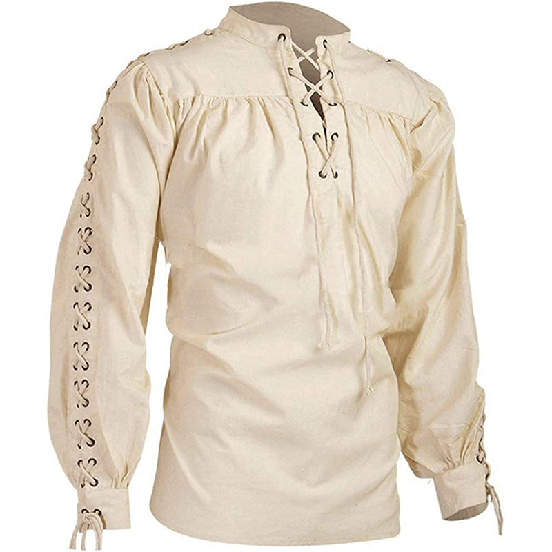Men's Medieval Gothic Renaissance Shirt Long Sleeve Scottish Costume