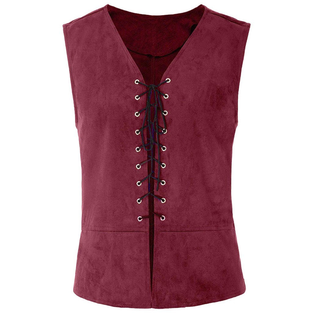 Mens Renaissance Steampunk Lace-up Vest Gothic Waistcoat