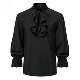 Mens Ruffled Pirate Victorian Renaissance Costume Shirt Cosplay Tops