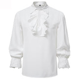 Mens Ruffled Pirate Victorian Renaissance Costume Shirt Cosplay Tops