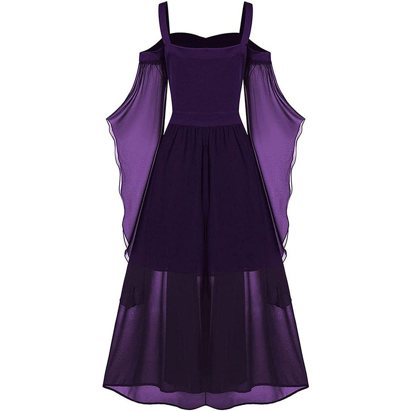 plus size purple renaissance dress FAVIPT Womens Plus Size Halloween Dress Two Piece Vintage Corset Dress Set Medieval Renaissance Gown Costumes Lace Up Squareneck Dress Purple,L
