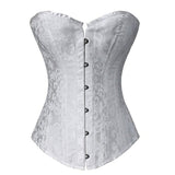 Premium Classic Fashion Tapestry Brocade Bodice Overbust Corset White