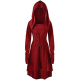 Womens Renaissance Costumes Hooded Robe Medieval Cosplay Cloak Dress