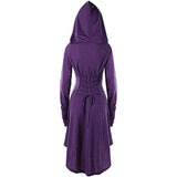 Womens Renaissance Costumes Hooded Robe Medieval Cosplay Cloak Dress