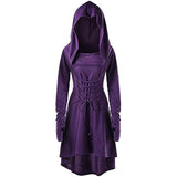 Womens Renaissance Costumes Hooded Robe Medieval Cosplay Cloak Dress