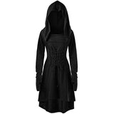 Womens Renaissance Costumes Hooded Robe Medieval Cosplay Cloak Dress