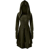 Womens Renaissance Costumes Hooded Robe Medieval Cosplay Cloak Dress