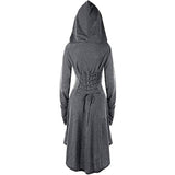 Womens Renaissance Costumes Hooded Robe Medieval Cosplay Cloak Dress