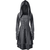 Womens Renaissance Costumes Hooded Robe Medieval Cosplay Cloak Dress