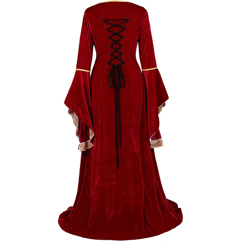 Renaissance Halloween Costume Women Medieval Dress Velvet Queen Dresses