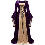 Renaissance Halloween Costume Women Medieval Dress Velvet Queen Dresses