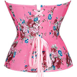 Retro Elegant Floral Print Denim Overbust Sweetheart Corset