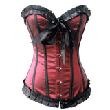 Retro Vintage Sweetheart Satin Bowknot Trim Overbust Corset