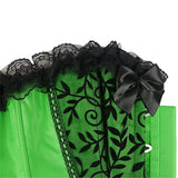 Satin Lace Trim Strapless Bustier Overbust Corset