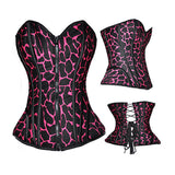 Sexy Leopard Print Steel Boned Zipper Overbust Corset